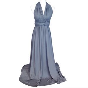 Gray convertible dress iwemek bridesmaid wedding guest maxi halter NWT